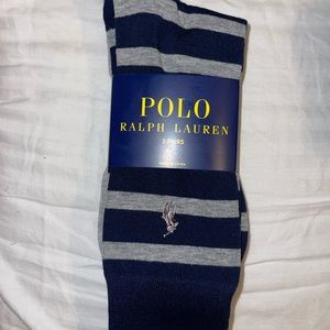 Polo Ralph Lauren Men Dress Socks 3 pair (striped blue/blue/gray)
